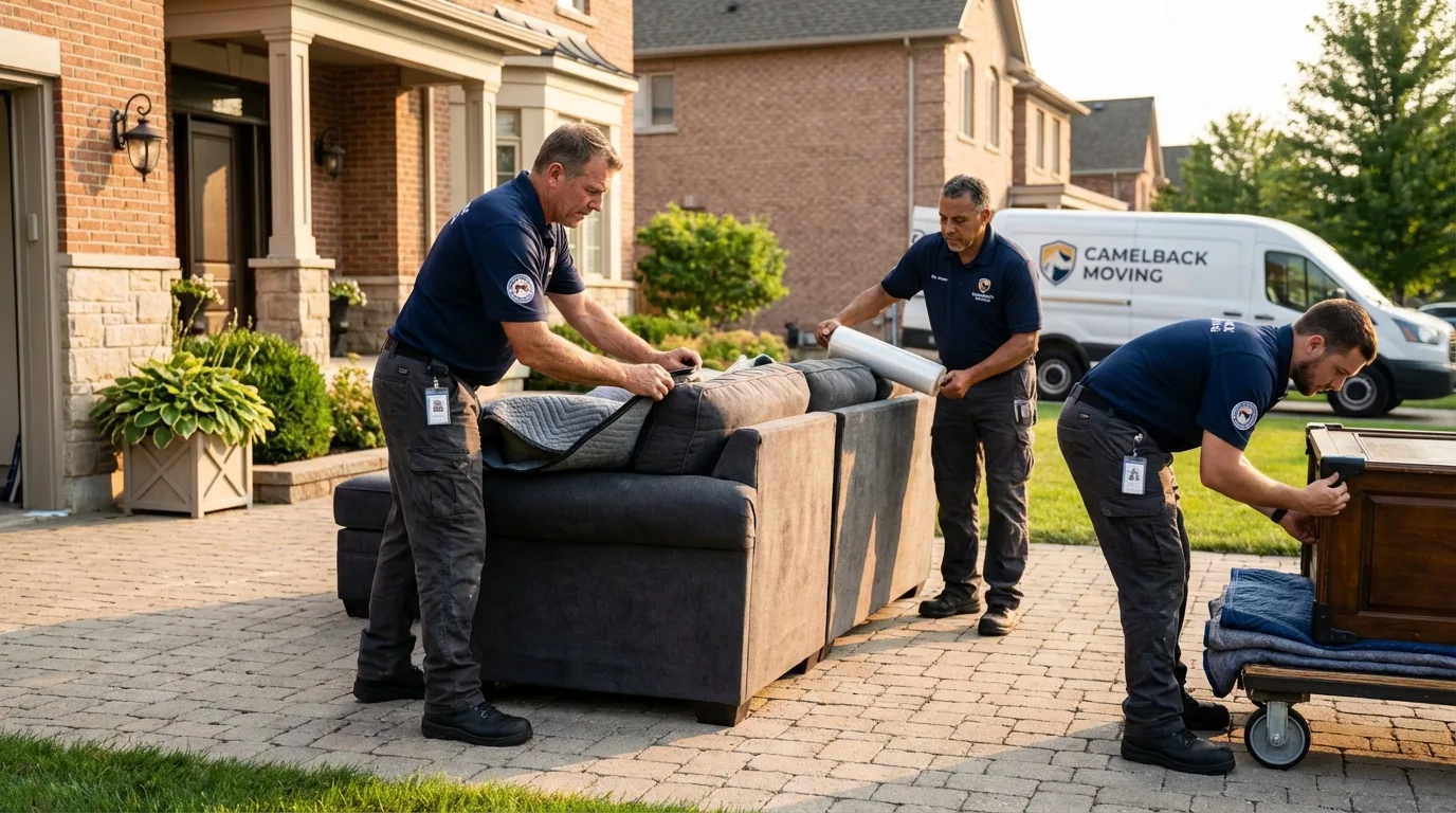 Large estate moving crew wrapping furniture in Eagle, WI